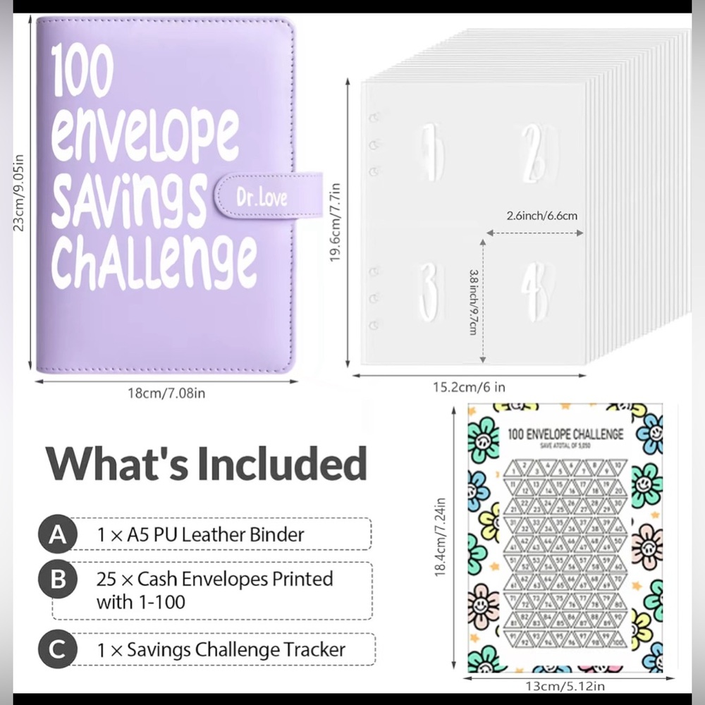 100 Envelope Savings Challenge & Pen Wrap Handcrafted Fashion unbranded random - Picture 11 of 14